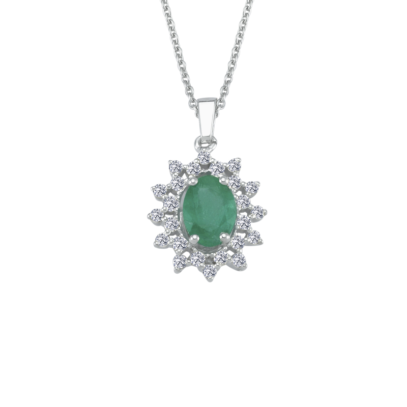 0,30 ct Smaragd Diamant Halskette