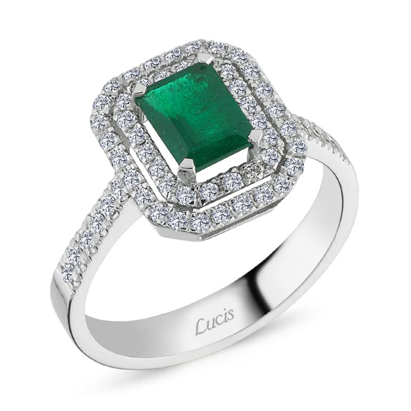 0,21 ct Smaragd-Diamant-Ring